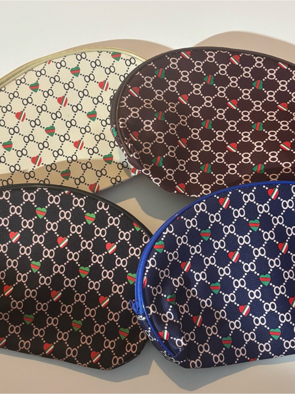 4 For $12 Designer-Inspired Women's Assorted Color Patterned Cosmetic Pouch